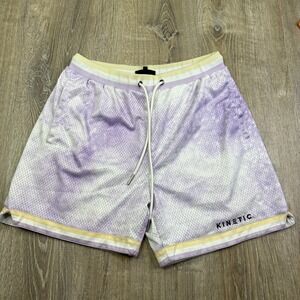 Kinetic Mens Lavender Purple Drawstring Waist Tie Dye Active Shorts Size L Large